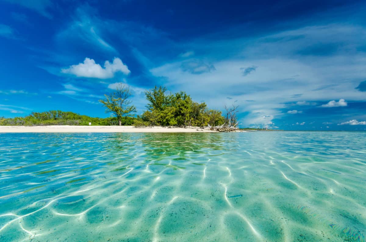 Small white sand island at Bimini Bahamas