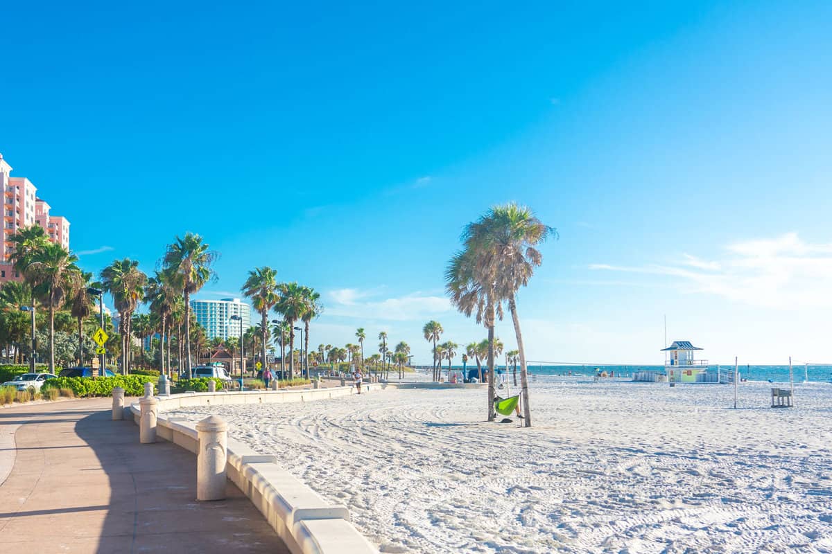 Gorgeous white sands in Clearwater Beach, Florida