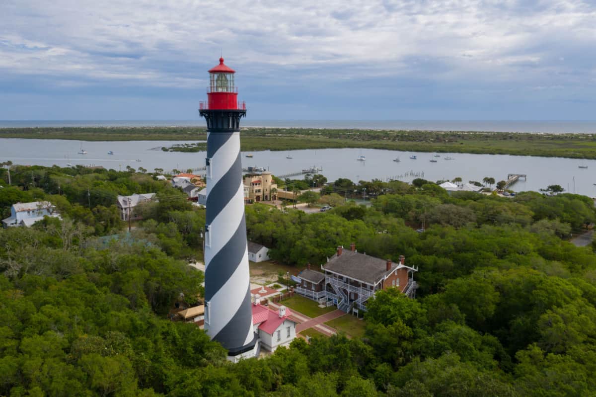 Aerial view of the St. Augustine Lighthouse and Maritime Museum