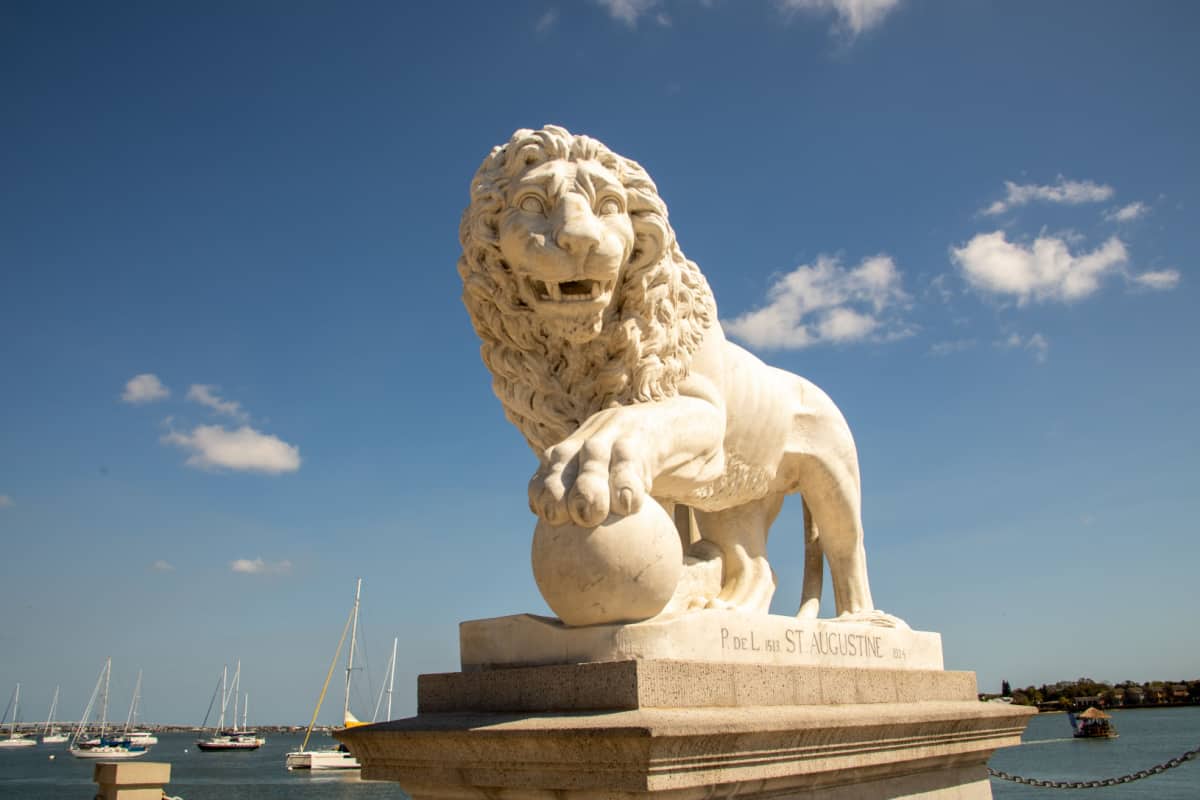 Lion statue at the St. Augustine’s Bridge of Lions 