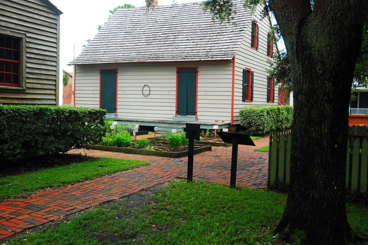 The Julee Cottage is one of several historic homes transported to Pensacola Florida's Historic Seville Quarter