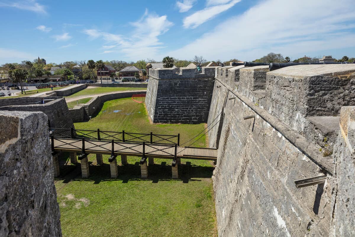 A view of Castillo de San Marcos drawbridge in St Augustine, Florida.