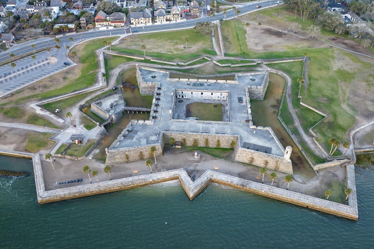 Aerial view of the Castillo de San Marcos National Monument in St. Augustine.