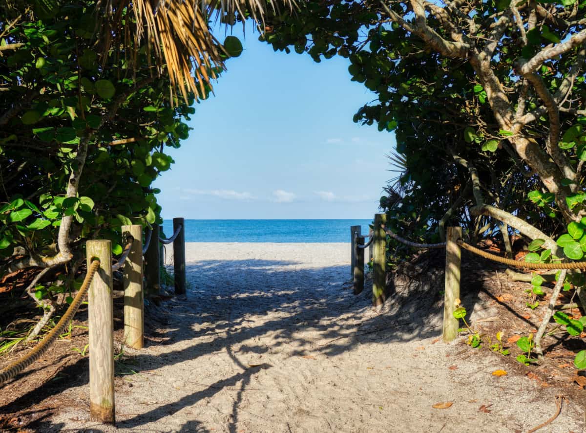 Entrance walkway to Blind Pass Beach on Manasota Key on the Gulf of Mexico in Englewood Florida
