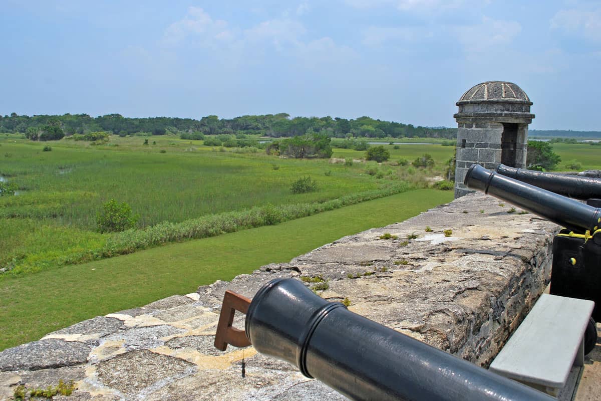 Cannons pointing at the ocean in Fort Matanzas National Park 