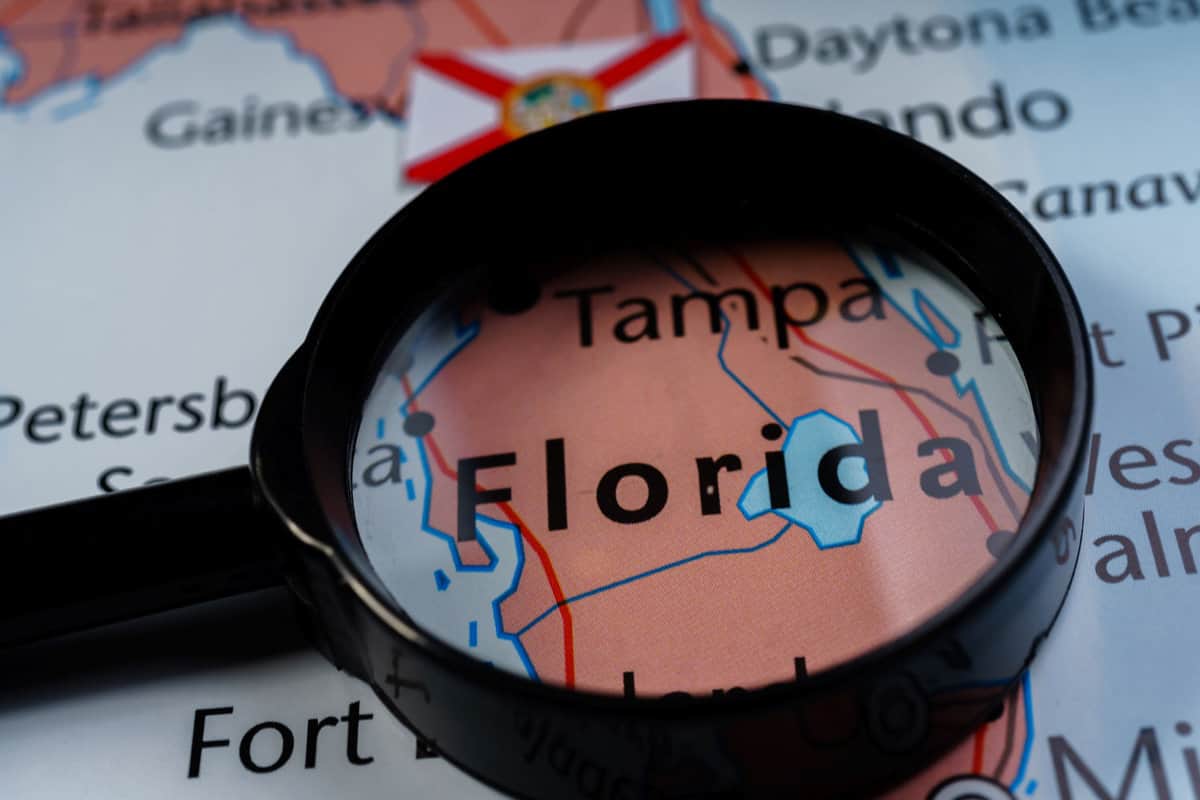Magnifying glass pointing in central Florida