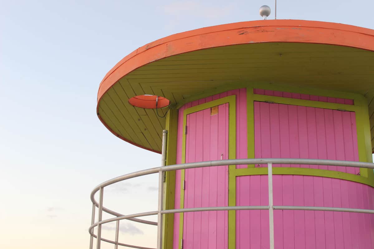 Pink, yellow color incorporation of lifeguard tower design