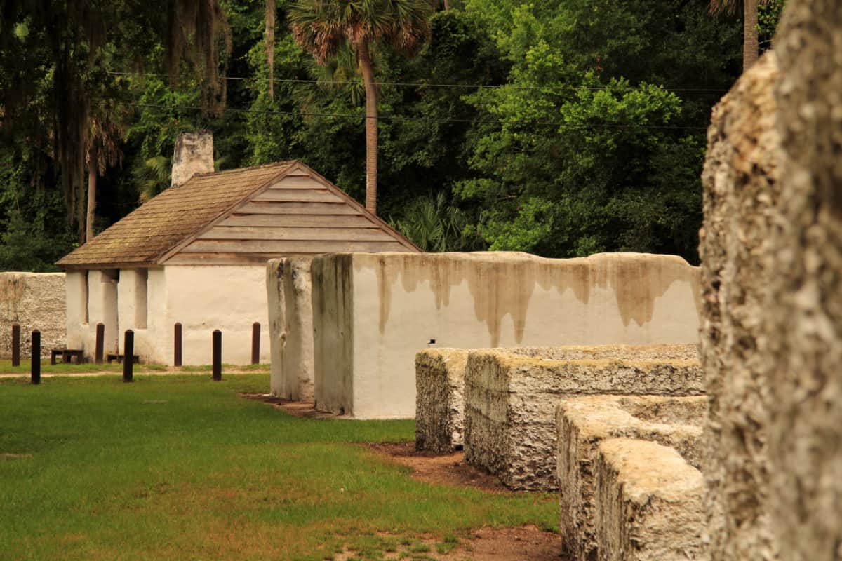 Old slave cabins at the Kingsley Plantation