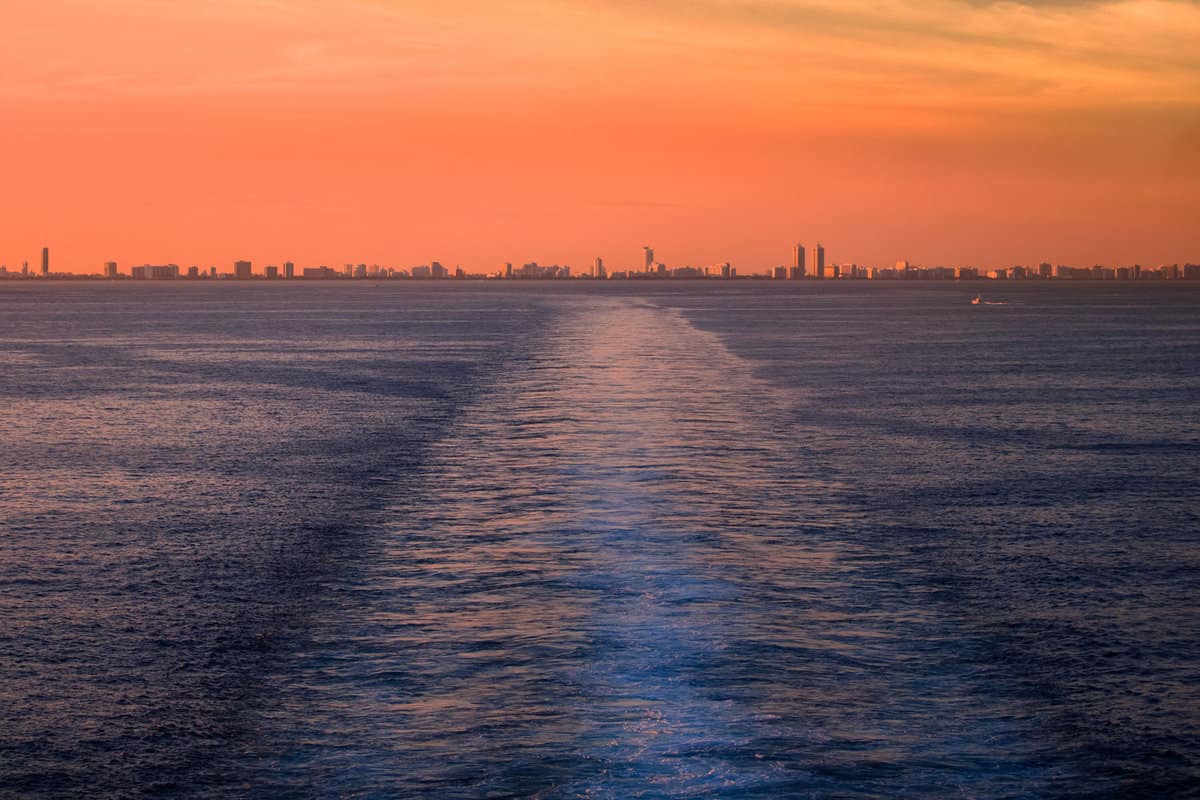 Sunset in Miami showing the skyline