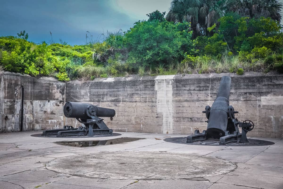 Two cannons in Fort de Soto, Florida