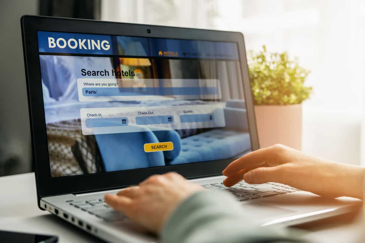 Woman booking hotels