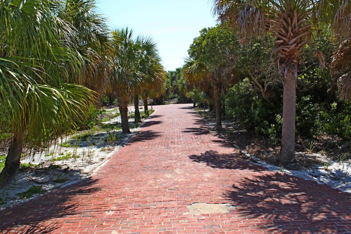 Red brick pathways located in Egmont Key, Florida