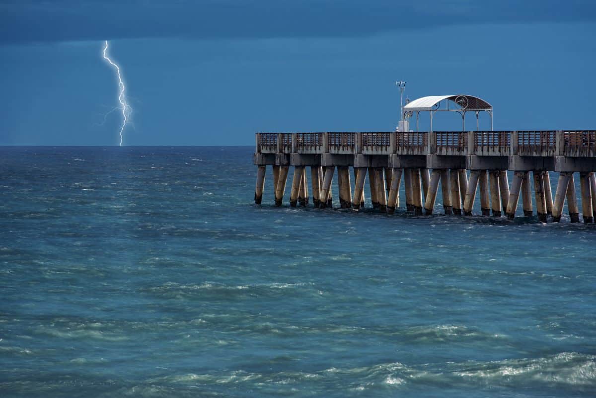 lightning over florida pier