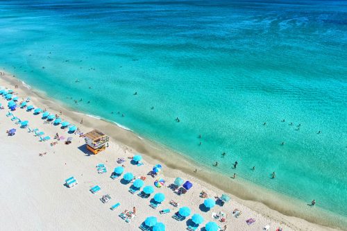 Aerial photo of the crystal waters of South Beach, Florida, South Beach, Miami Beach, Florida