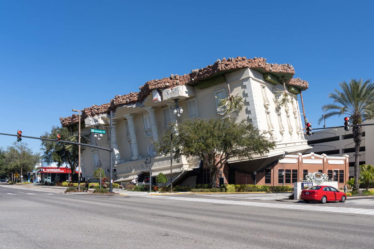 A huge upside down building by Wonderworks located in Florida, USA