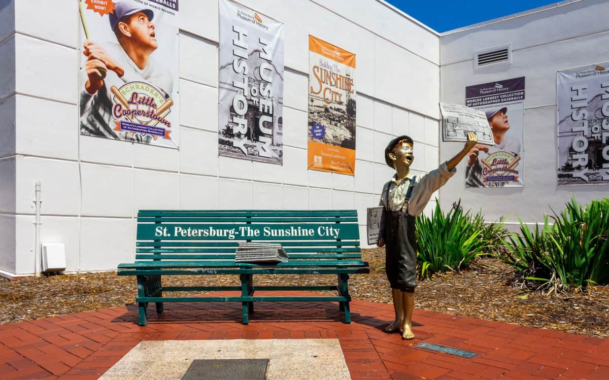 Newspaper Boy Selling Newspapers Statue At The St. Pete Pier