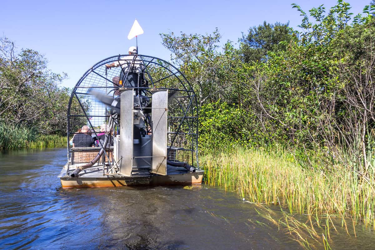 An Airboat carrying tourist in the Florida, Everglades