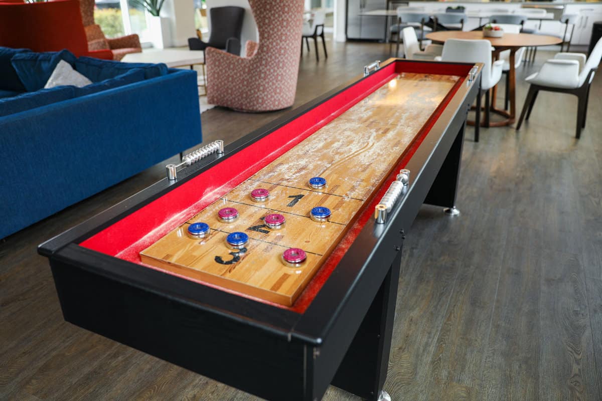A huge shuffleboard in the event hall