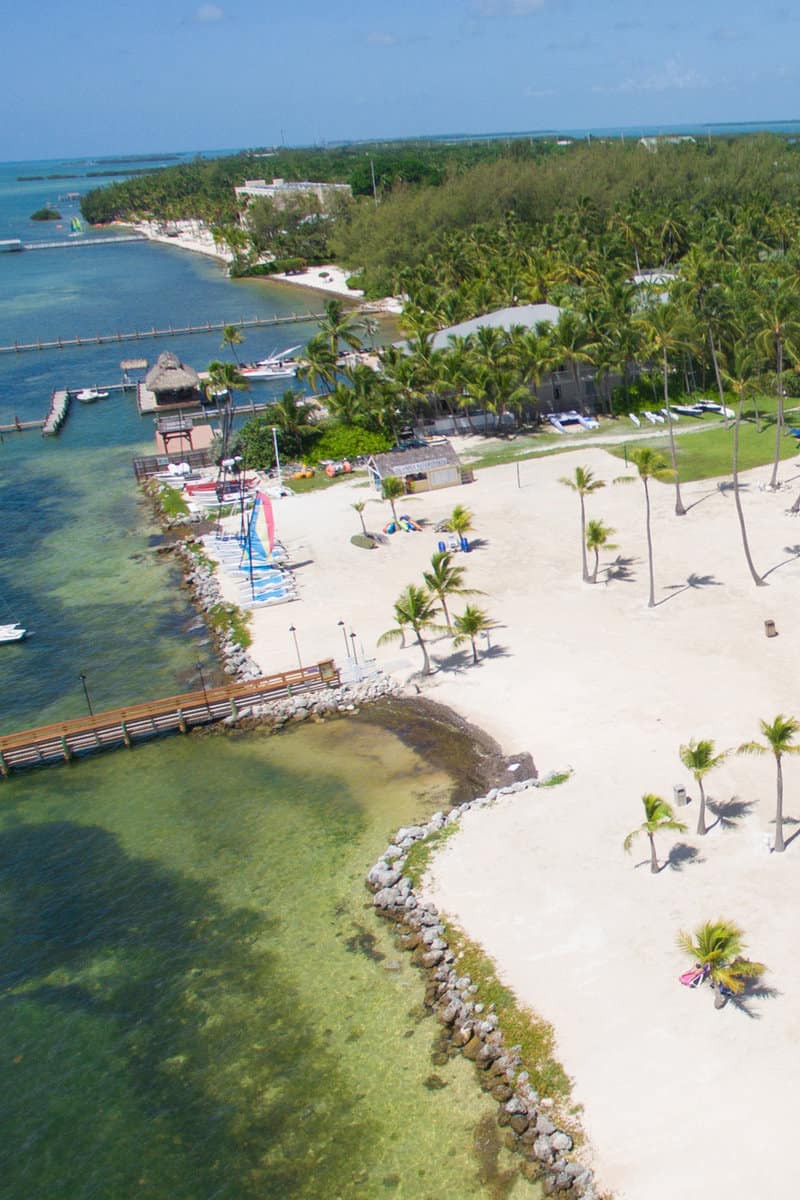 Aerial 4k view of tropical paradise Island, Islamorada, Florida Keys