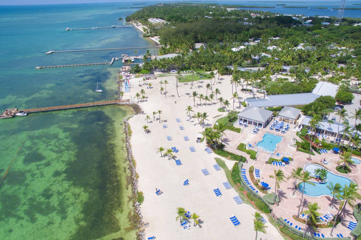 Aerial 4k view of tropical paradise Island, Islamorada, Florida Keys
