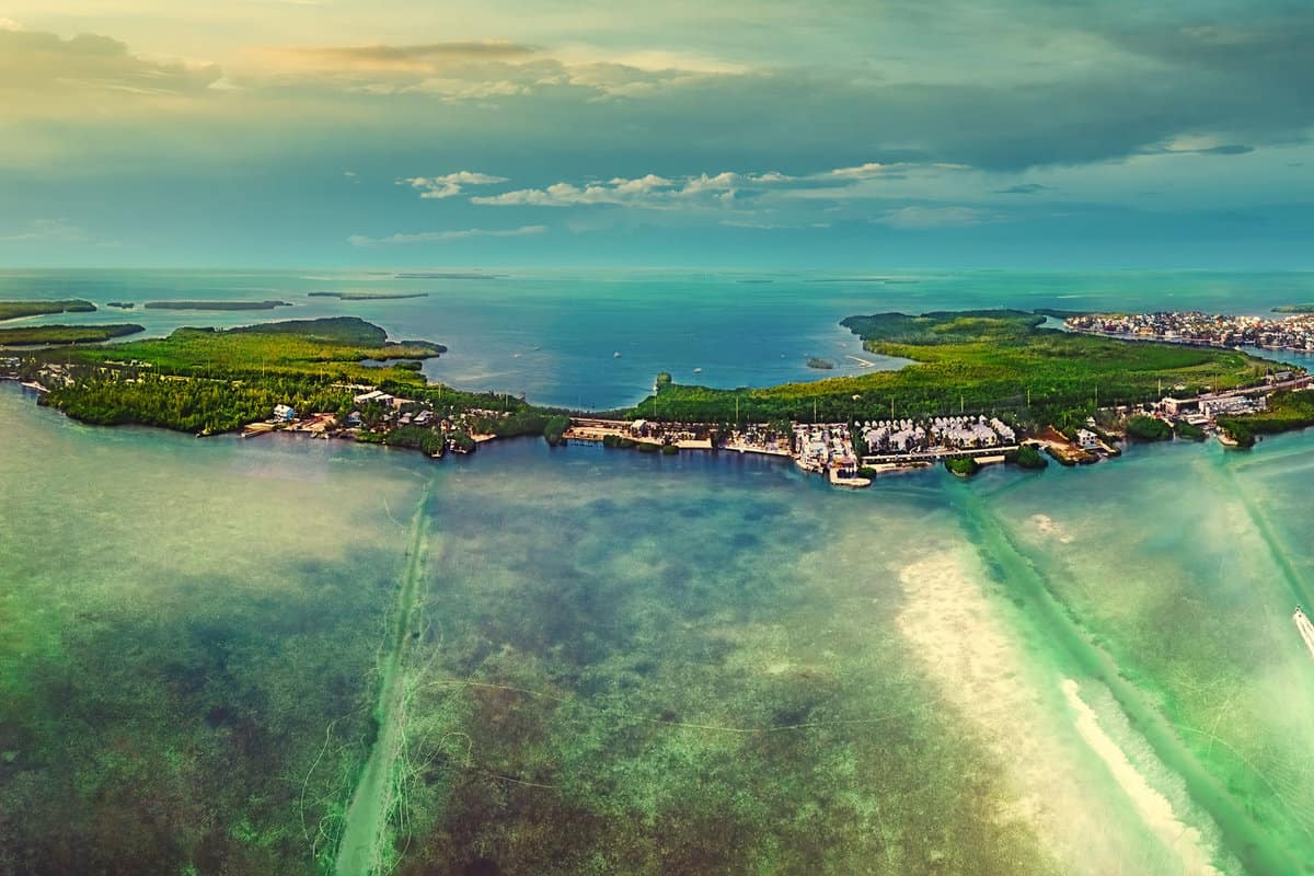 Aerial Panorama of Islamorada in Florida Keys

