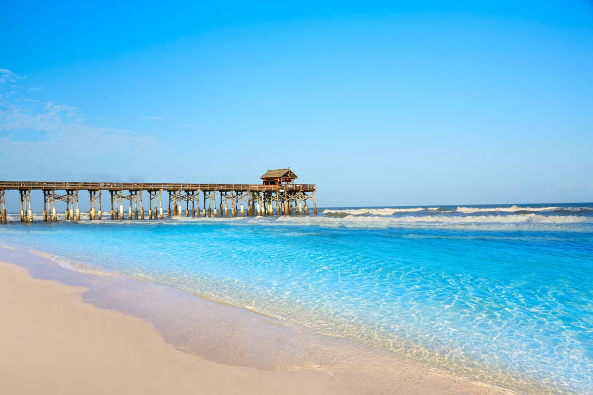 The blue waters of Cocoa Beach Pier, Florida