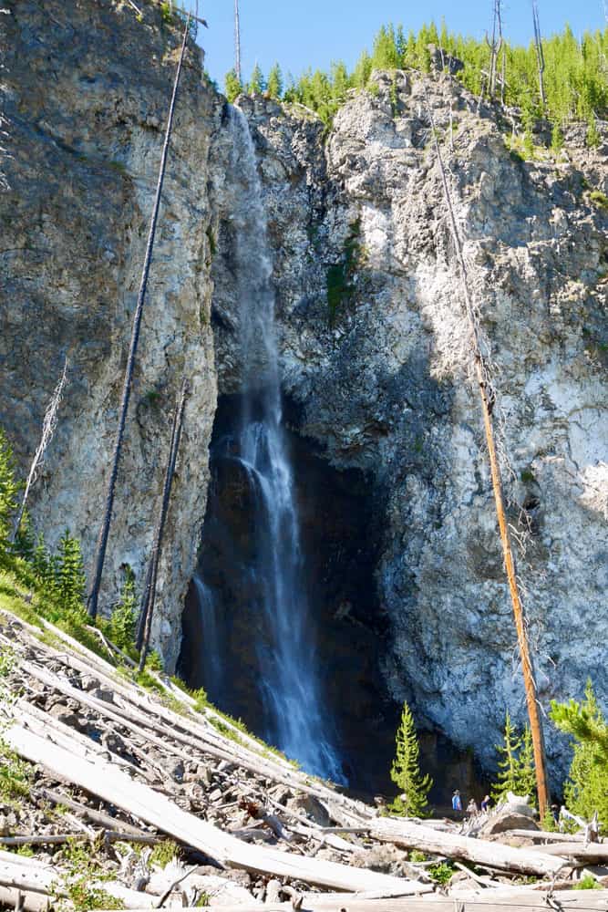 The towering Fairy falls trail in Yellowstone National Park