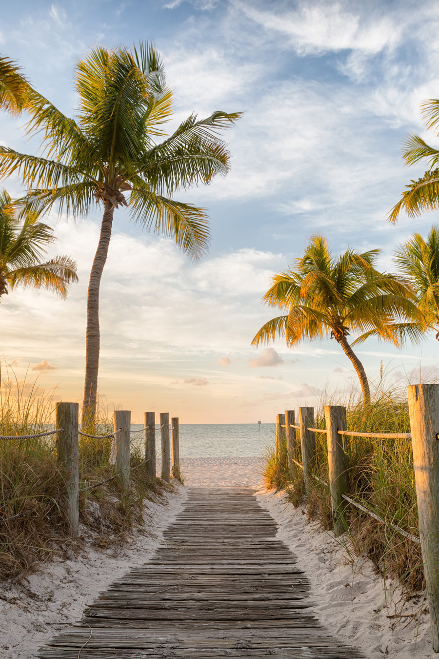 Footbridge to the Smathers beach on sunrise Key West, Florida