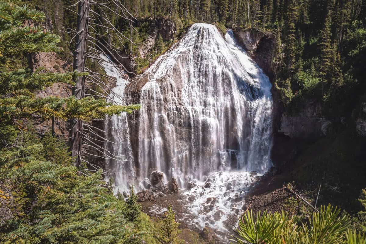 The gushing waters of the Hidden falls in Yellowstone National Park