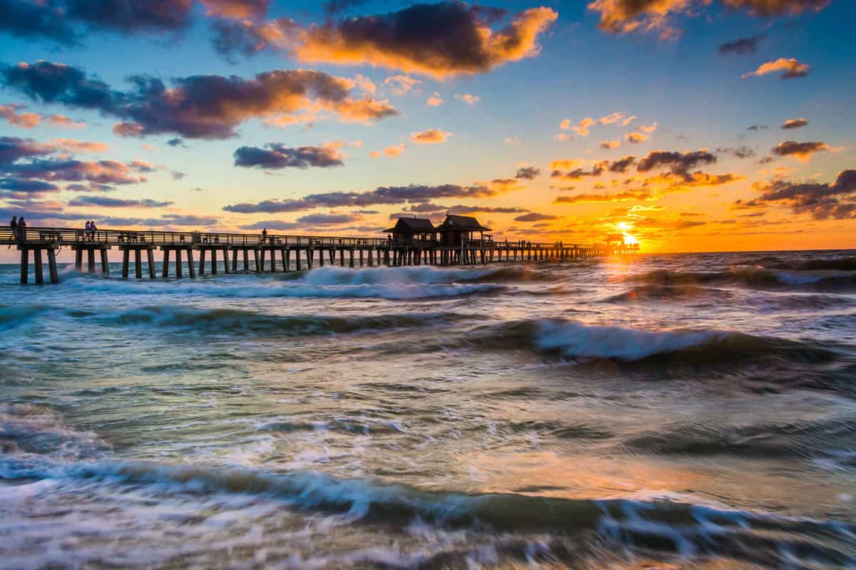 The famous Naples pier in Florida photographed at sunset