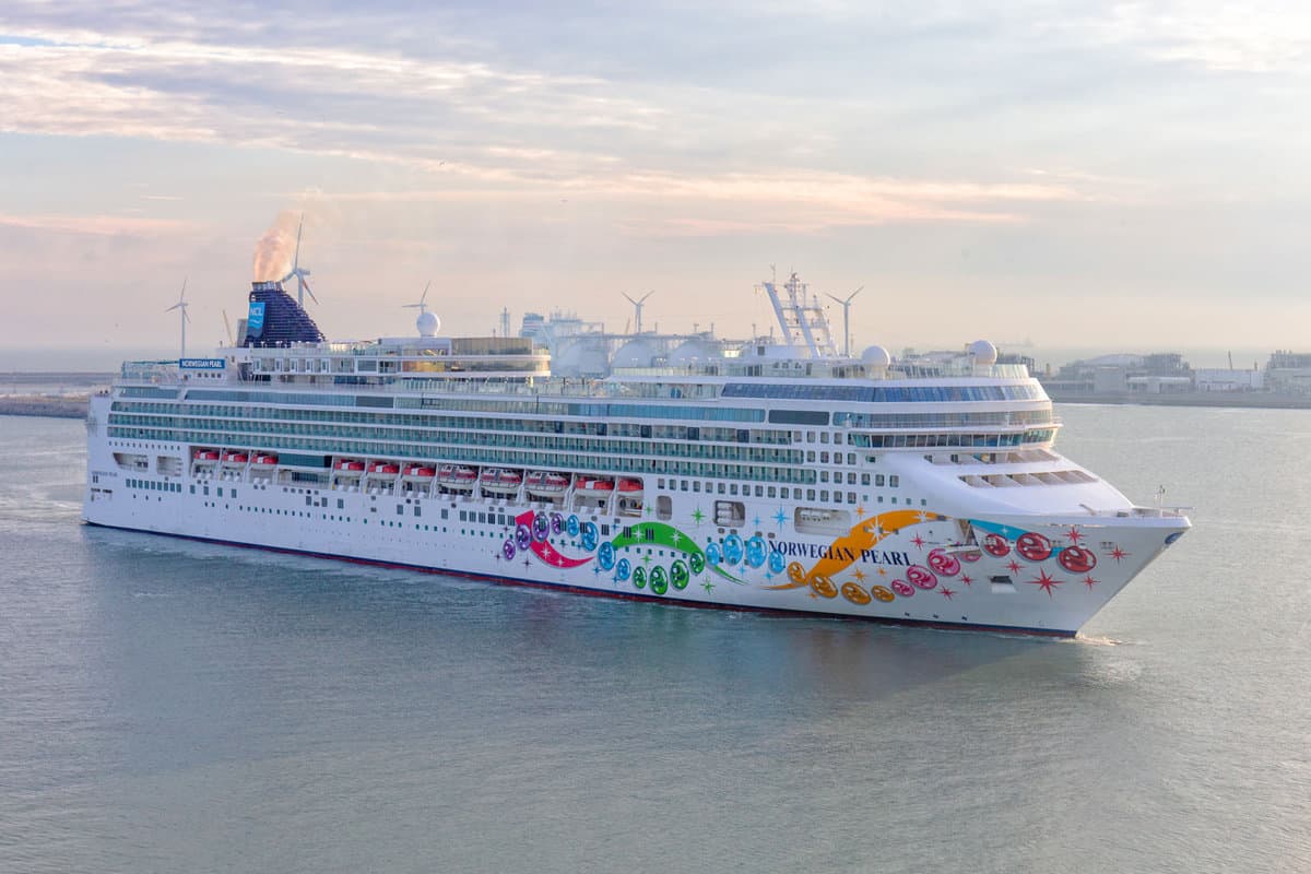 Norwegian Cruise Line Ship, Norwegian Pearl Arriving at the Port of Zeebrugge in the Early Morning