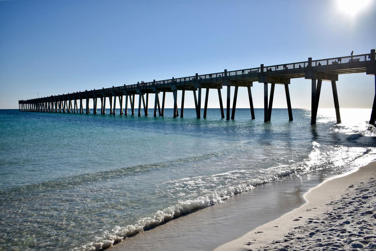 The blue waters of Pensacola beach Pier