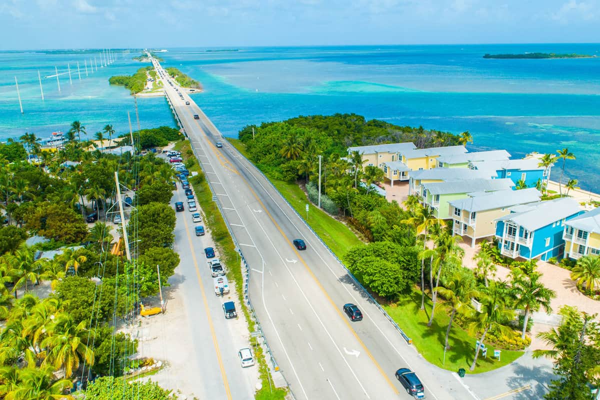 Road and ocean to Key West. Florida Keys. USA.
