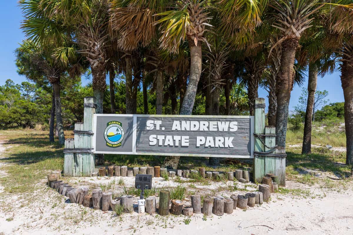 St. Andrews State Park entrance sign