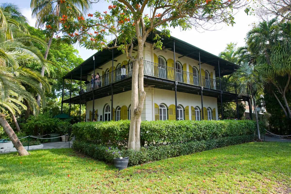 The Ernest Hemingway House with garden in Key West in Florida.