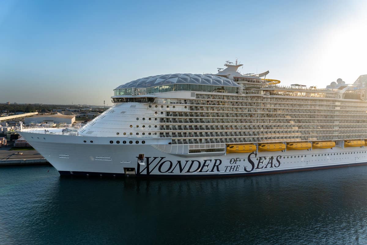 Wonder of the Seas cruise ship, flagship of Royal Caribbean International (RCL). Oasis class of cruise ship largest cruise ship in the world.