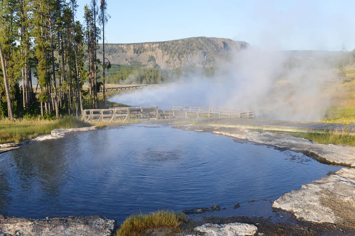 Aerial photo of the Yellowstone Hot Spring 