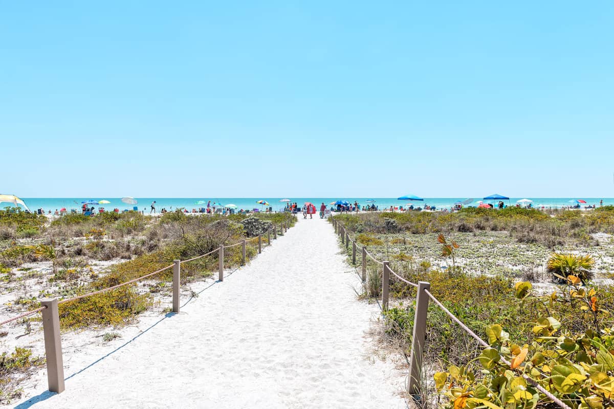 A pathway leading to the beach in Sanibel Island, Florida