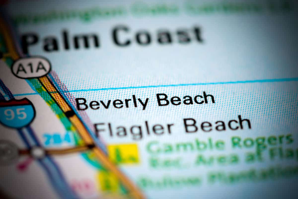 Beverly Beach. Florida. USA on a map
