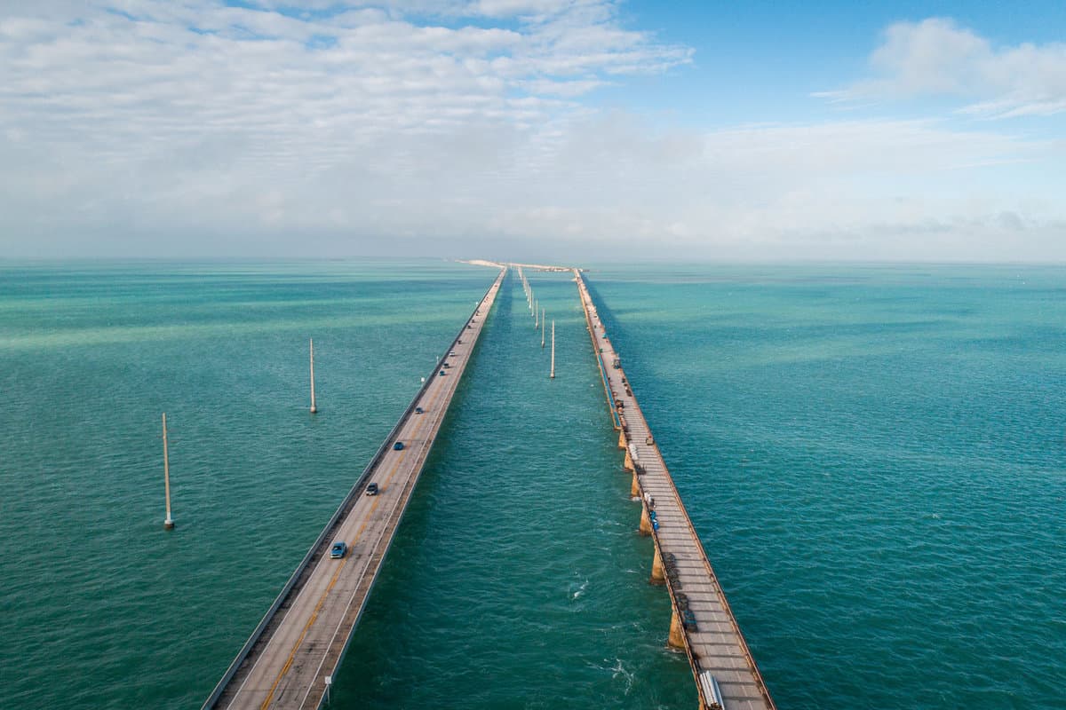 Aerial photograph of the Seven-mile bridge in Florida