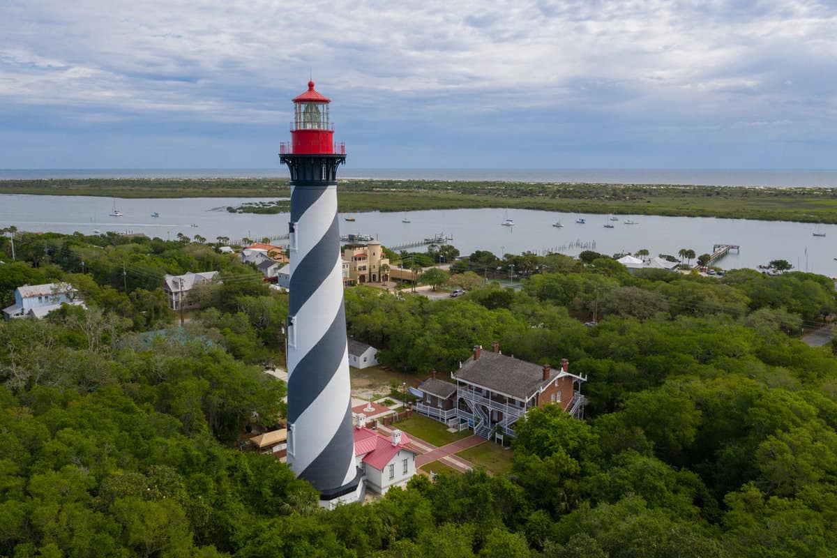 Aerial view of the Lighthouse in St. Augustine, Florida