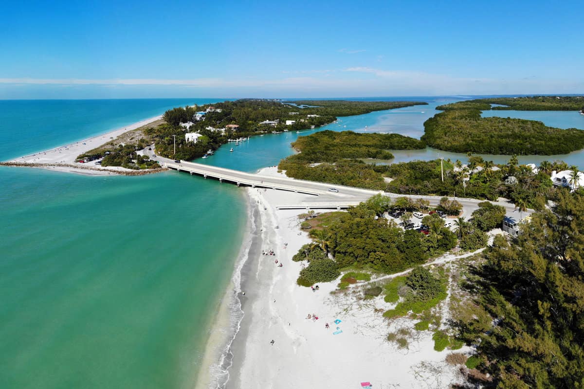 Aerial photograph of Sanibel and Captiva Islands in Florida