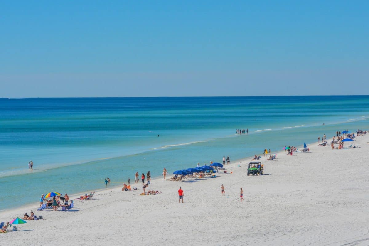Beautiful white sand beach of Miramar Beach on the Gulf of Mexico in South Walton, Florida