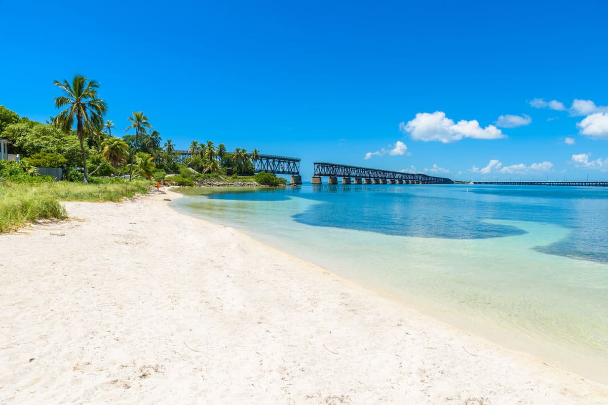White sands and crystal clear blue waters of Bahia Honda State Park