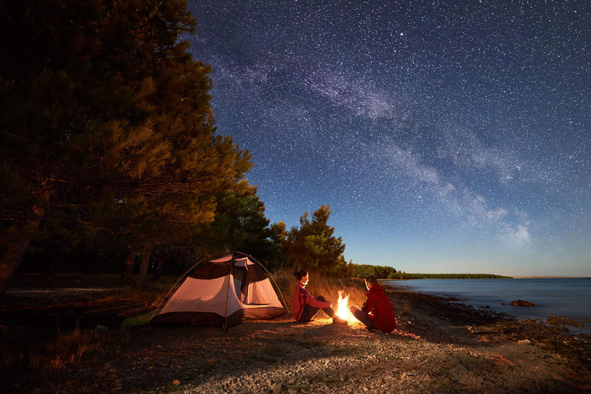 Camping under the bright night skies