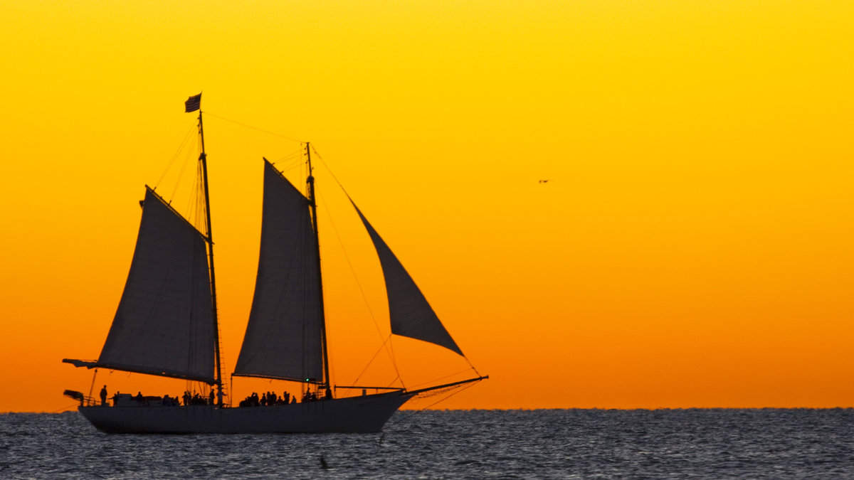 Cruise ship at sunset in Key West, Florida