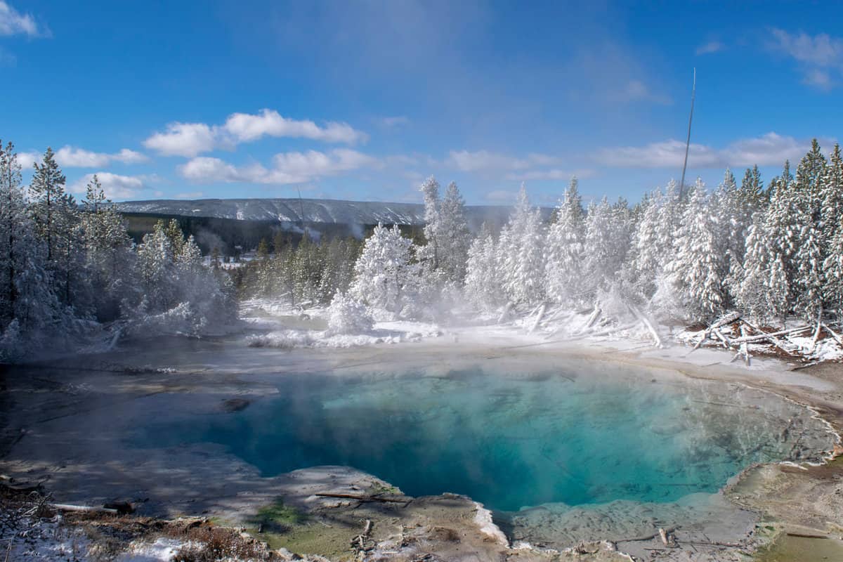 Hot waters of Emerald spring in Yellowstone National park