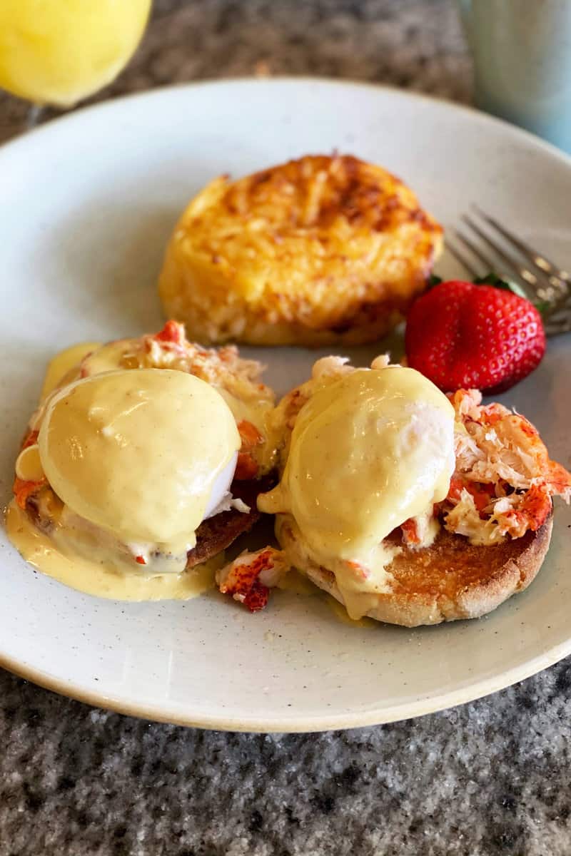 Lobster Benedict with hollandaise sauce