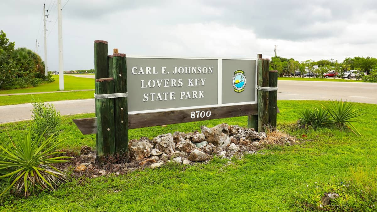 Main entrance to Lover's Key State Park located on Estero Boulevard