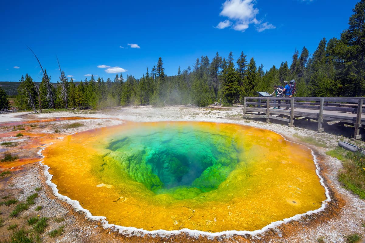 Prism like features of Morning glory pool in Yellowstone National Park